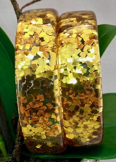 LG166 gold confetti lucite bangles